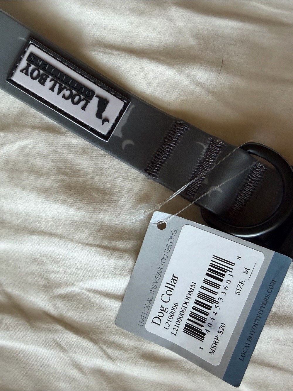 Local Labley Black Dog Collar with Metal Ring
